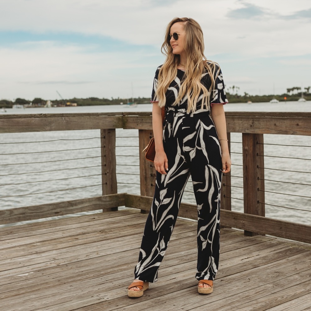Nic+Zoe Navy Printed Jumpsuit